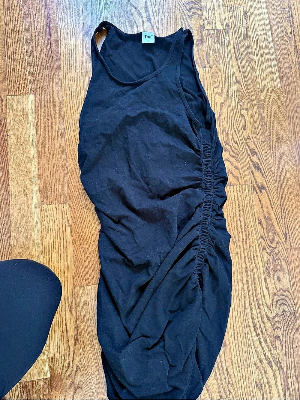 Tna Chill Malibu Dress Ruched Midi Black Medium
